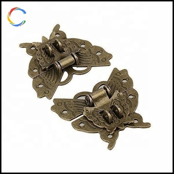 Wooden Box Classical Bronze Lock Latch Butterfly Buckle