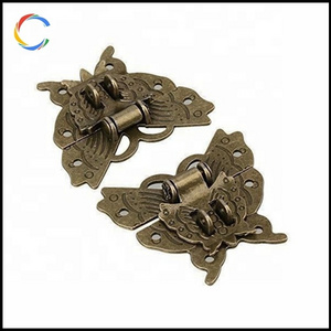 Wooden Box Classical Bronze Lock Latch Butterfly Buckle