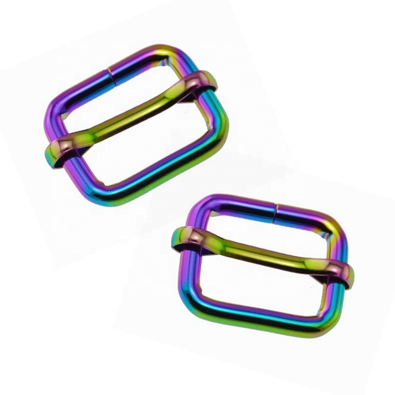 High Quality 1 Inch Rainbow Tri-glide Slide Buckle Hook Metal Rectangle Adjuster Triglides Slides Buckle Webbing Belts Buckle