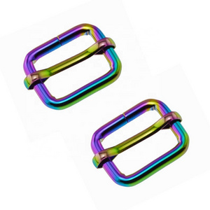 High Quality 1 Inch Rainbow Tri-glide Slide Buckle Hook Metal Rectangle Adjuster Triglides Slides Buckle Webbing Belts Buckle