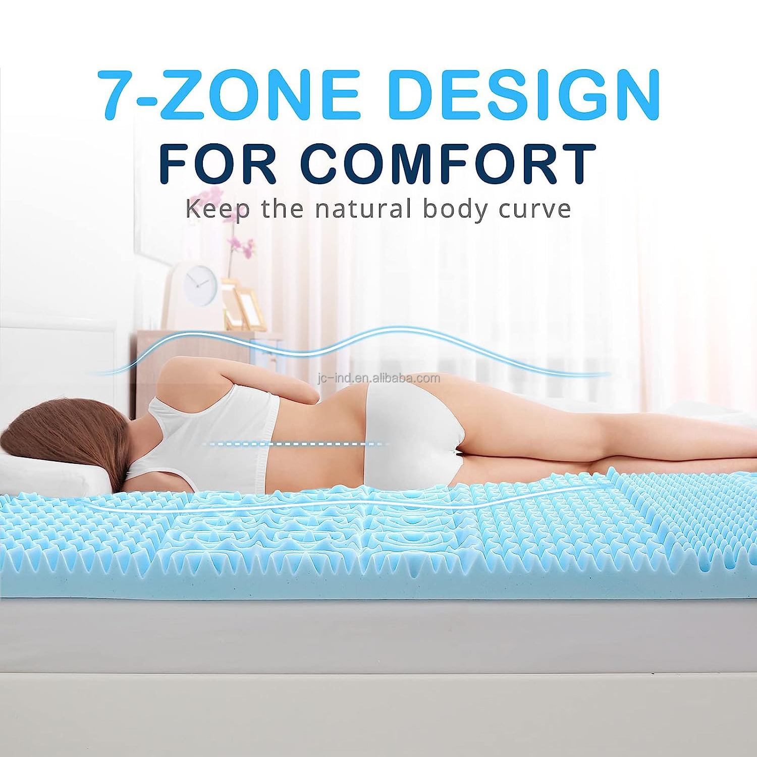 7 Zone Egg Crate Massage Bed Topper Memory Foam Mattress Topper with 2inch 3inch 4inch Thickness