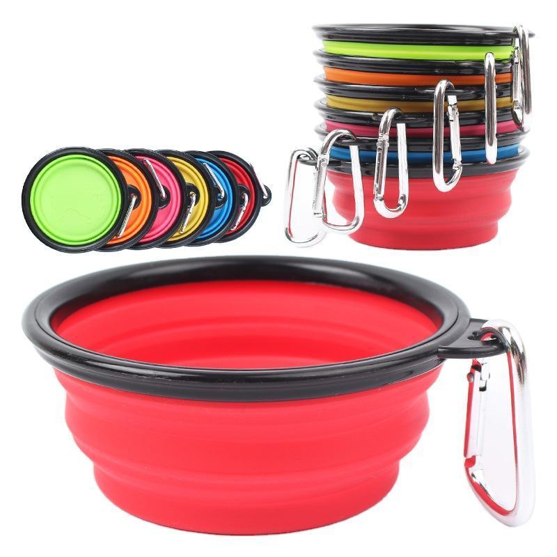 Wholesale In Stock Outdoor Travel Portable Dog Silicone Bowl Pet Collapsible Dog Bowl