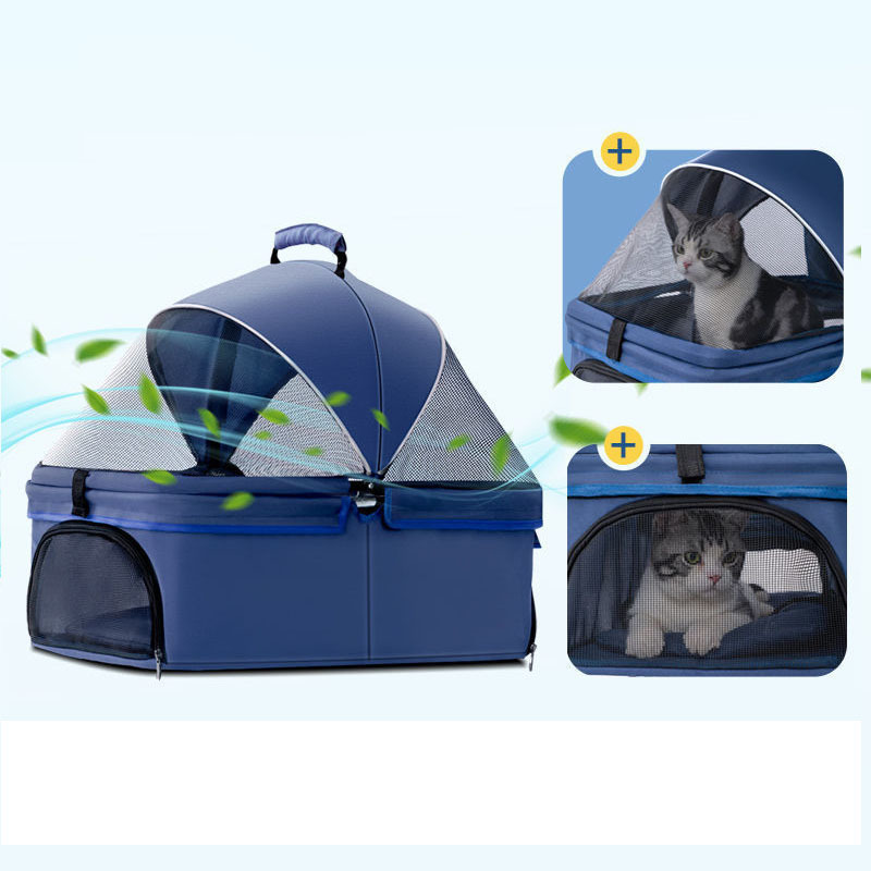 Luxury Cat Dog Stroller Travel Carriers 4 Wheels Portable Folding Pet Stroller Pet Dog Trolley