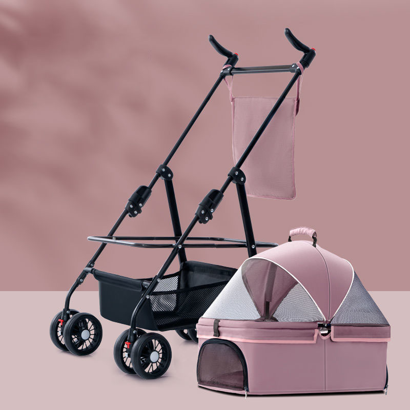 Luxury Cat Dog Stroller Travel Carriers 4 Wheels Portable Folding Pet Stroller Pet Dog Trolley