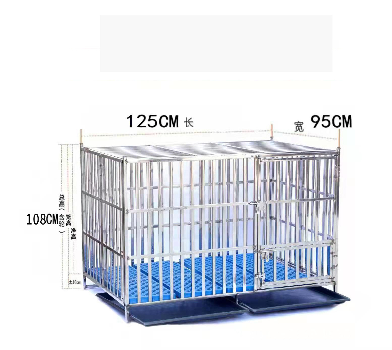 Dog Cage Foldable Golden Hair Thickened Stainless Steel Pet Dog Large Cage With Wheels