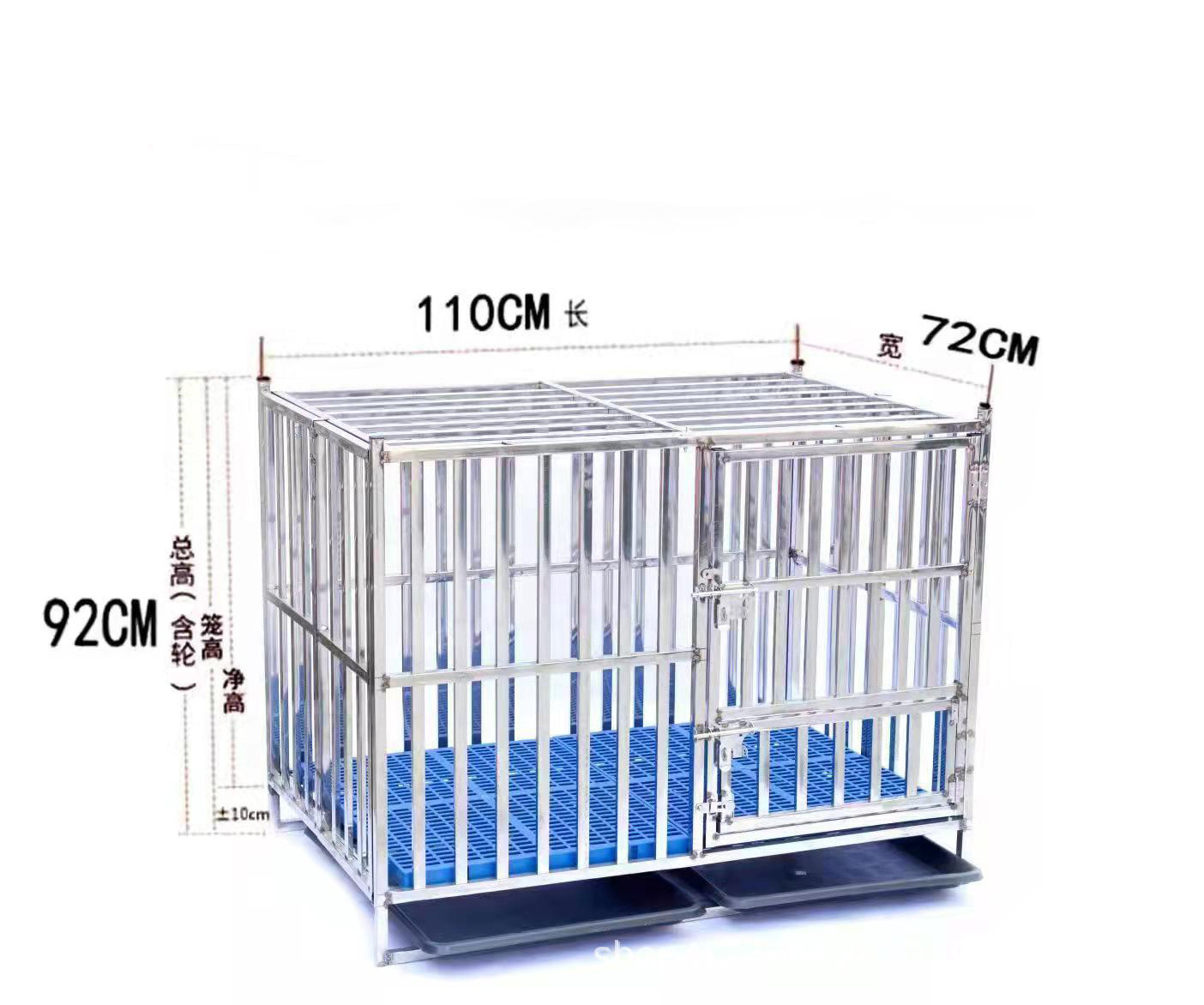 Dog Cage Foldable Golden Hair Thickened Stainless Steel Pet Dog Large Cage With Wheels