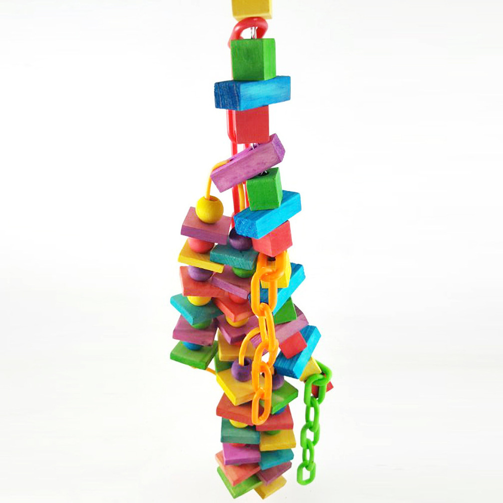 Colorful wooden block chain soft bridge Suspension bridge Bird swing Ladder Parrot toy