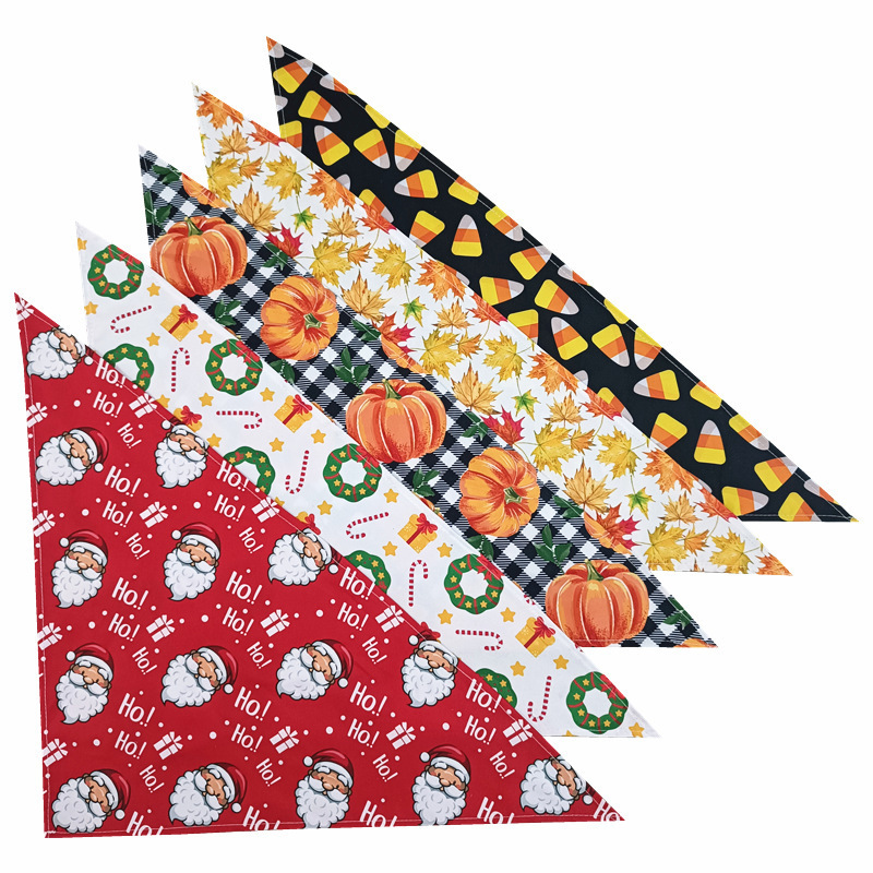 Halloween Dog Saliva Scarf Triangle Scarf Christmas Bandanas For Male And Female Dogs