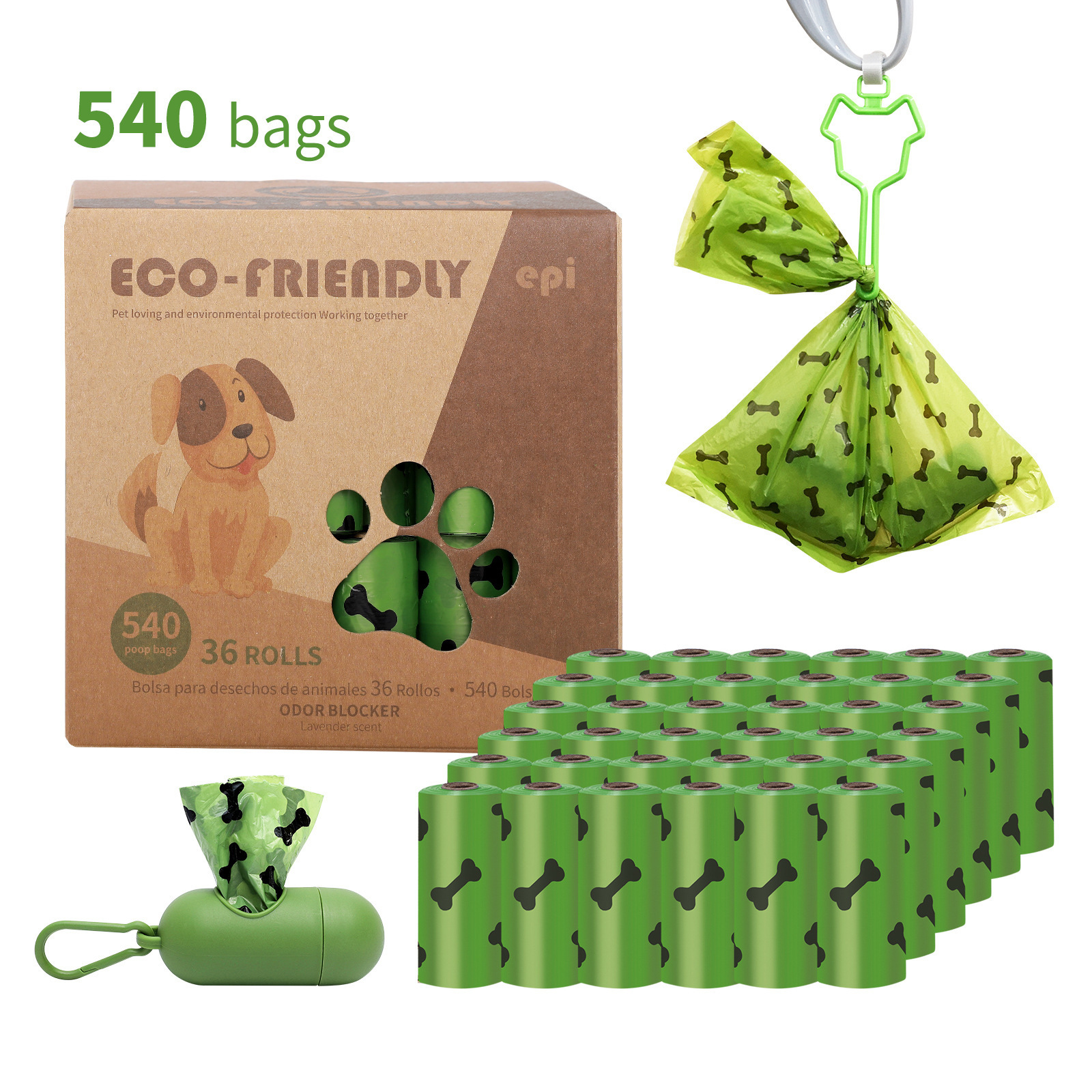 Manufacturer Direct Supply Disposable Epi Biodegradable Pet Garbage Bags Dog Excrement Collection Bags Pet Dog Poop Bag