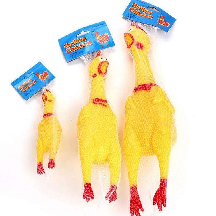 Wholesale Pet Squeak Toys 38CM Yellow Screaming Chicken Dog Squealing Rubber Toy