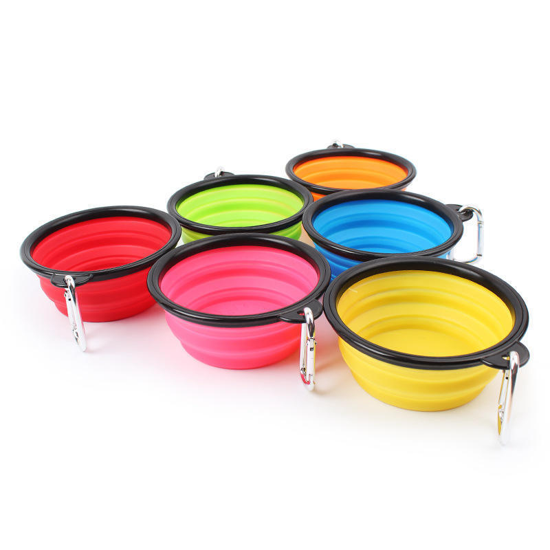 Wholesale In Stock Outdoor Travel Portable Dog Silicone Bowl Pet Collapsible Dog Bowl