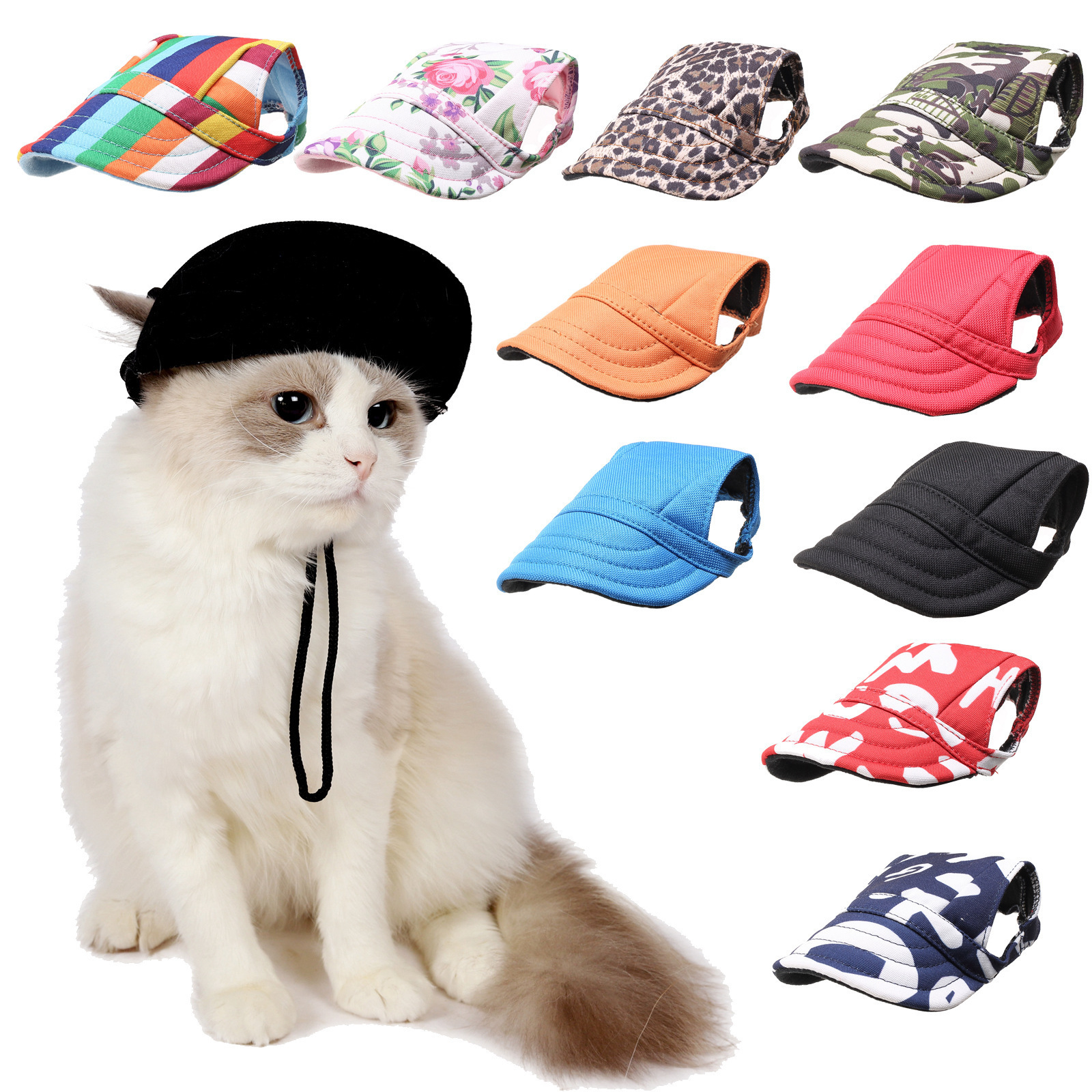 Dog Hats Visor Outdoor Sun Bonnet Hat Pet Accessories Baseball Hat Dog Caps Print Small Puppy Summer Hair Accessories JC 1000pcs