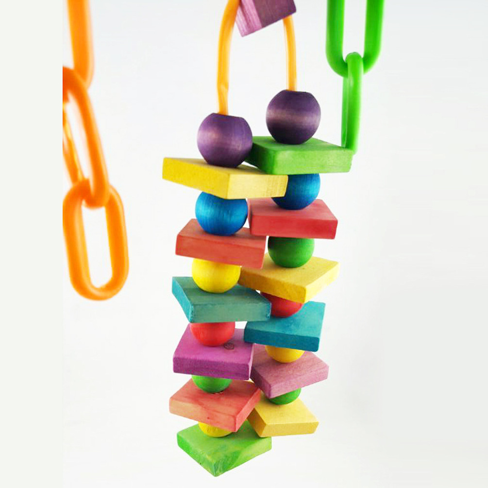 Colorful wooden block chain soft bridge Suspension bridge Bird swing Ladder Parrot toy