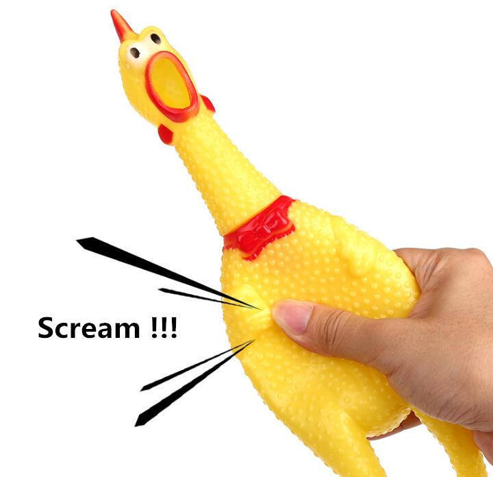 Wholesale Pet Squeak Toys 38CM Yellow Screaming Chicken Dog Squealing Rubber Toy