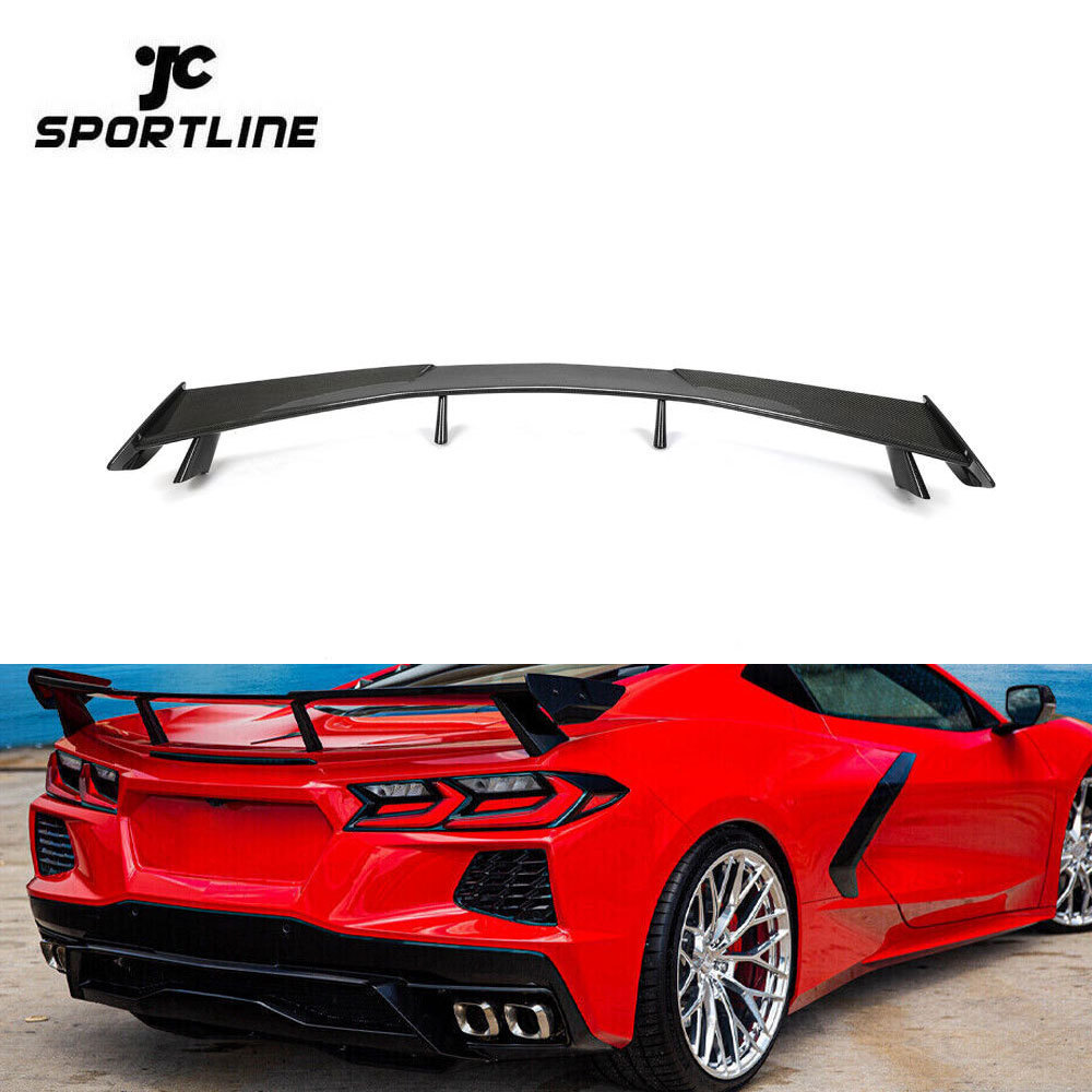 Carbon Fiber High Wing Spoiler for Chevrolet Corvette C8 2-Door Targa Top Coupe 2020-2021