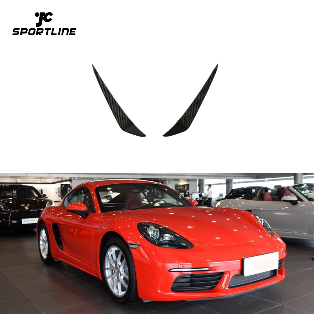 Carbon Fiber Car Bumper Exterior Trim Front Fins for Porsche 718 Boxster Cayman 2016-2021