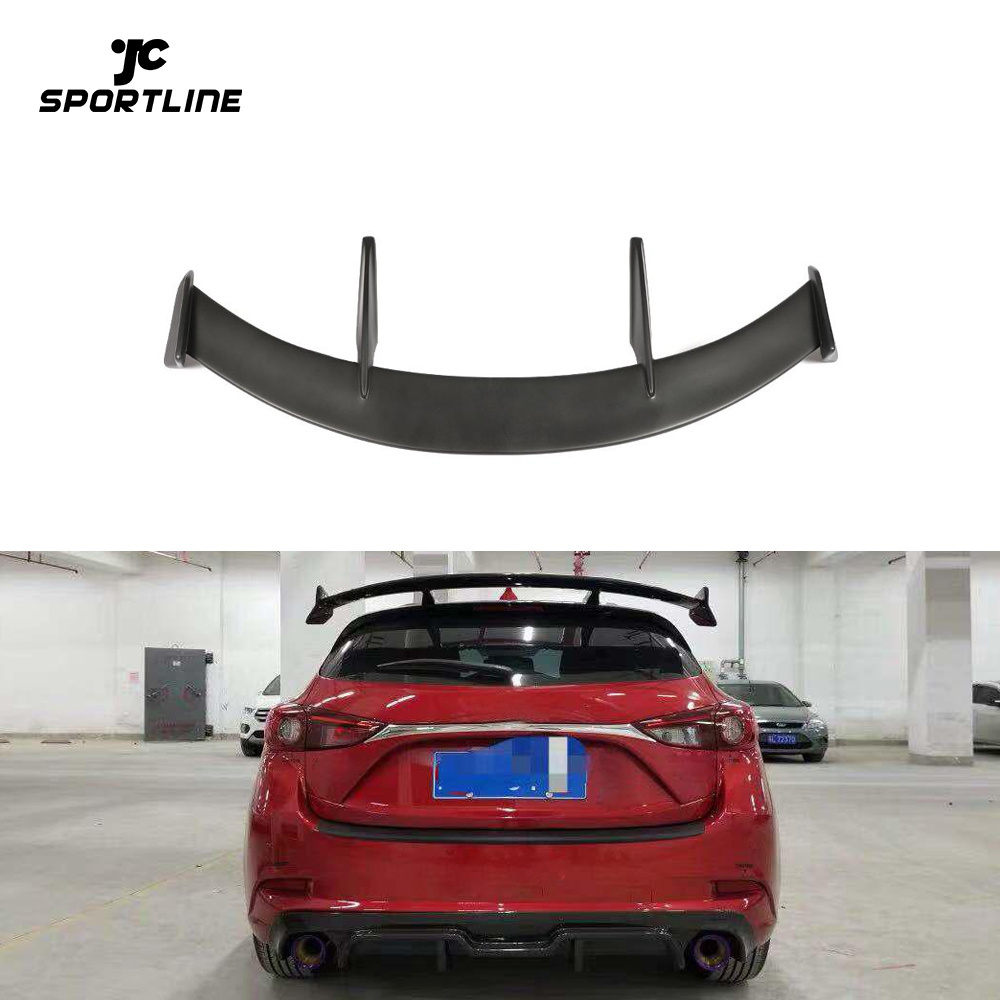 Black FRP/Carbon Fiber Universal Style M3 Rear Wing Spoiler for Mazda 3 Axela Hatchback 2014-2019