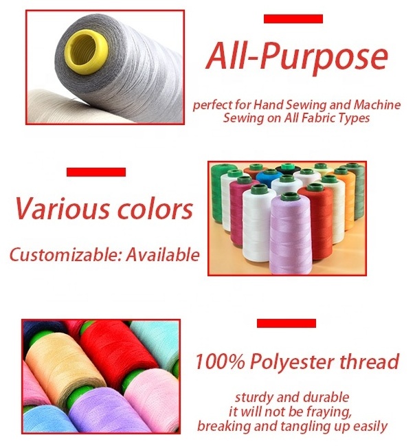 Sewing Machine Thread 40S/2 Overlock Cone Polyester Sewing Threads for Sewing Quilting