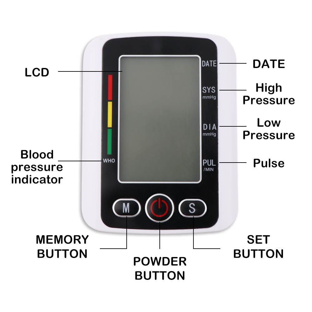 Portable Electric Digital Arm Blood Pressure Monitor Medical Electric Sphygmomanometer Made of Durable Plastic