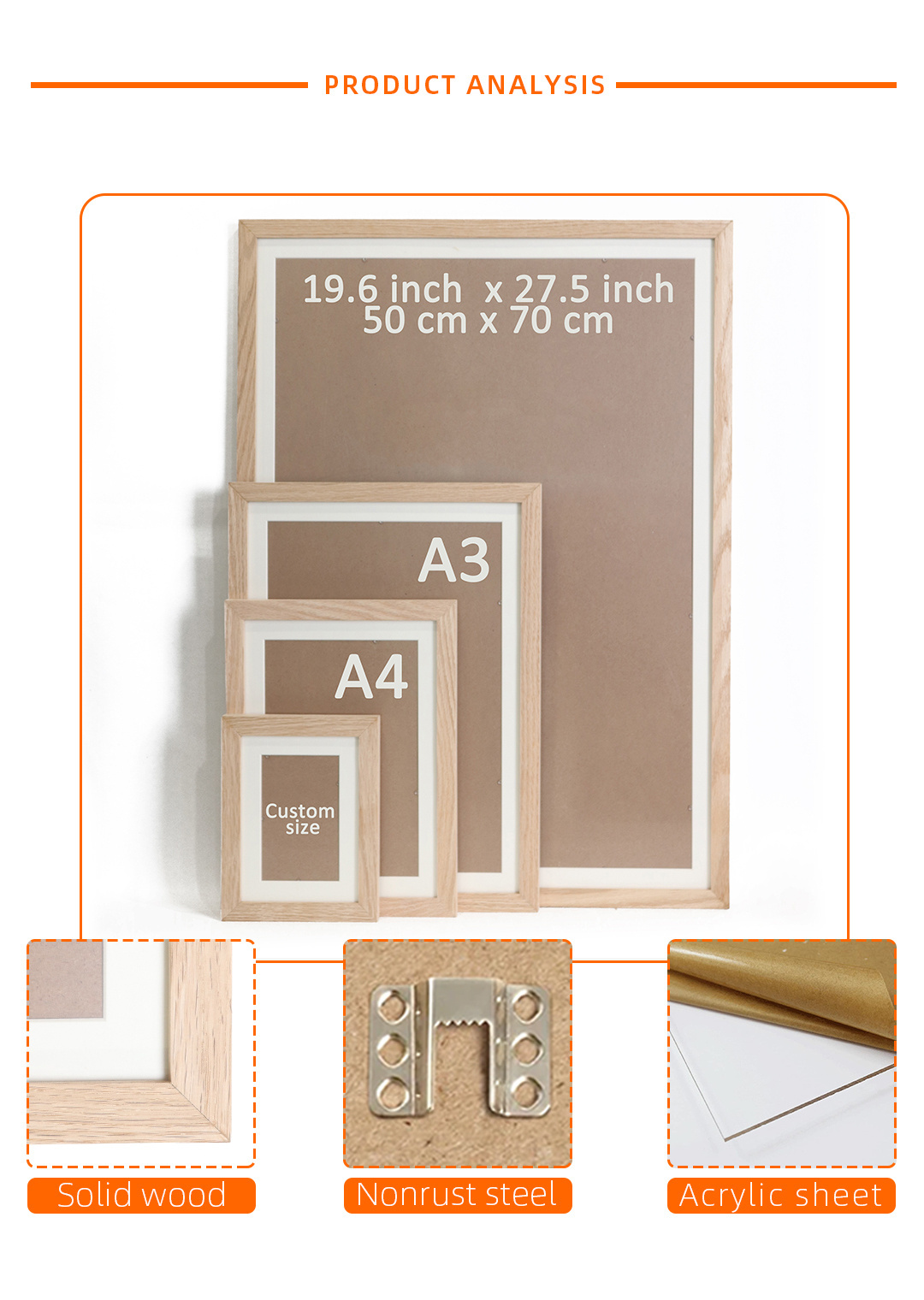 High Quality  5x7 8x10 16x20  Art Customized material Picture Natural Wood Photo Frame