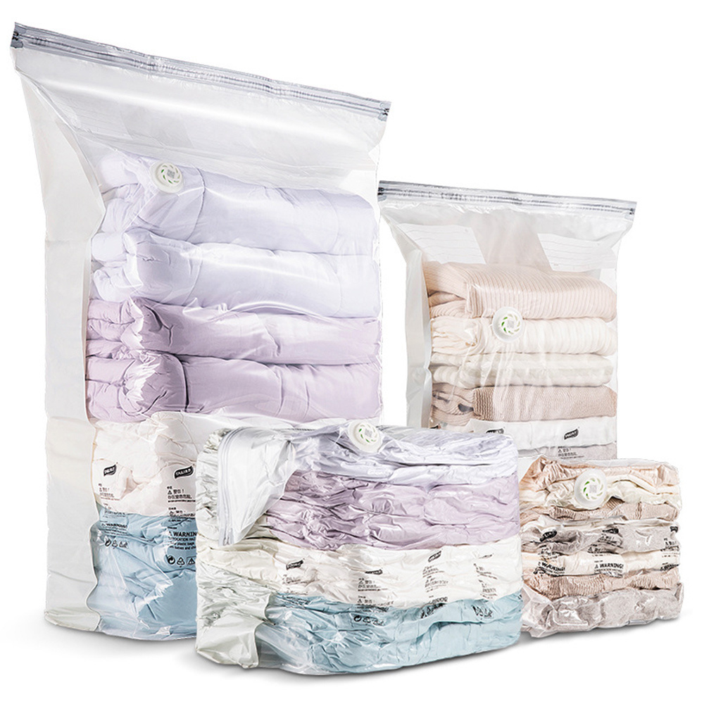 Pump Free Space Saver Cube Vacuum Compression Storage Bags Plastic Clothes Bag For Cloths and Bedding Closet Organizer