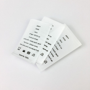 Sew on End Fold Satin Tags Custom Printed Branding Fabric Satin Ribbon Neck Labels for Clothing