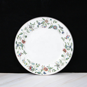 high quality plate set dinnerware porcelain ceramic crockery flower pattern bone china dinner plate for home custom logo plate