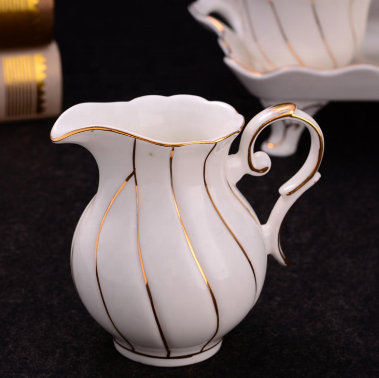 luxury ceramic fine porcelain royal  british tea cup set custom golden design bone china coffee & tea set