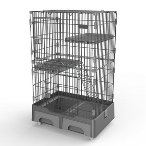 Home Folding Cat Cage Double Deck With Cat Litter Box and Stair Large Space All Kinds Of Sizes Cat Cage