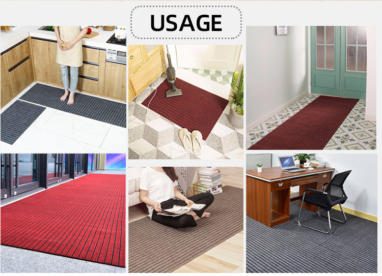 New design Polyester Hard rubber backing high quality ribbed corridor carpet