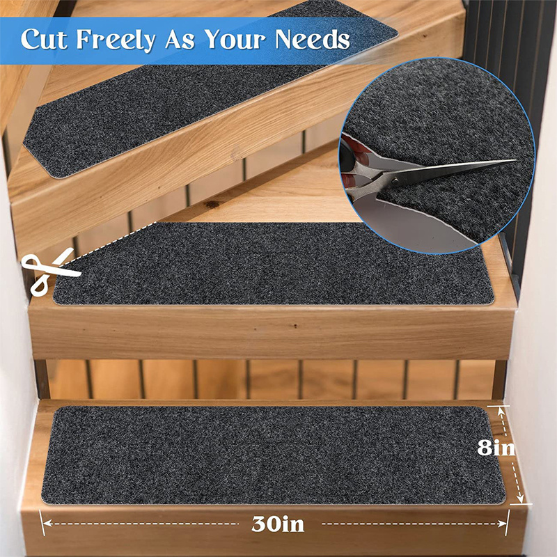 non slip Stair carpet protector back glue self-adhesive polyester stair mats rug stair carpet mats