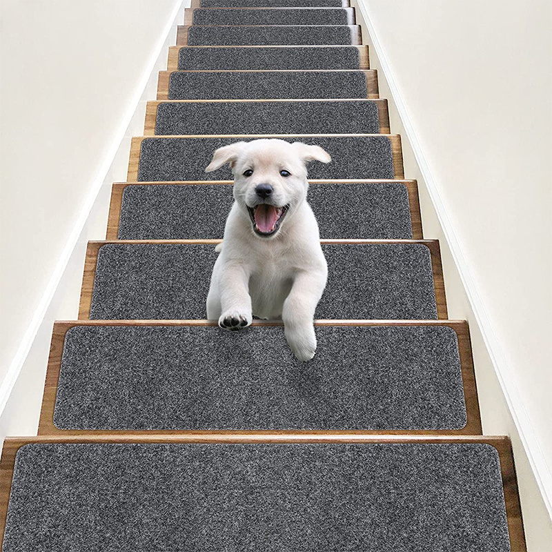 non slip Stair carpet protector back glue self-adhesive polyester stair mats rug stair carpet mats