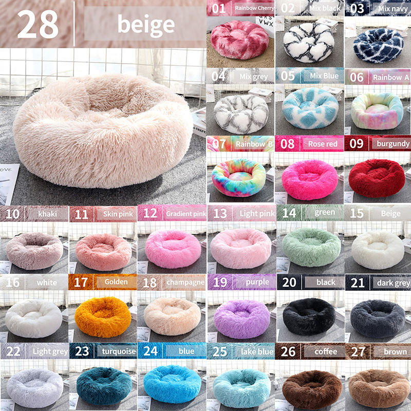 Popular Soft Washable Luxury Pet Mat Fluffy Large Dogs Cats Waterproof Anti Slip Donut Round Dog Cat Pet Bed