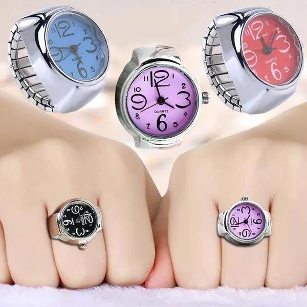 Manufacturers wholesale new fashion male and female students creative alloy shell finger watch digital watches Ring watch