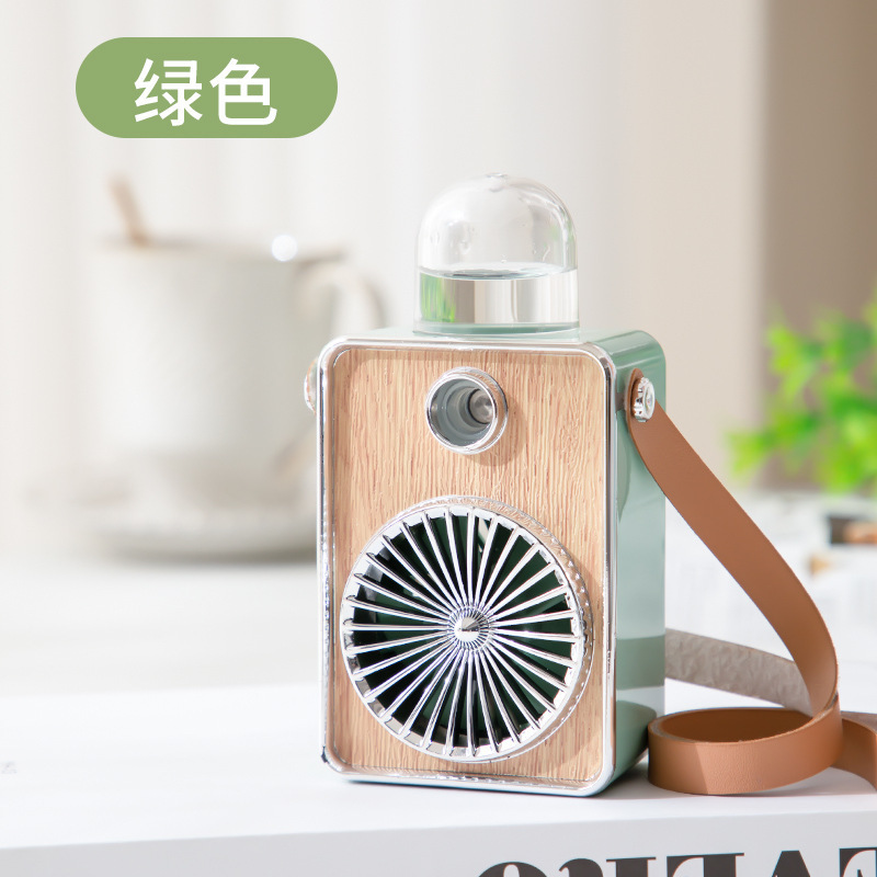 Vintage Mini LED Night Light Hand-held Fan 900mAh Rechargeable Retro Desktop Table Humidifier Mist Water Spray 5V Cooling