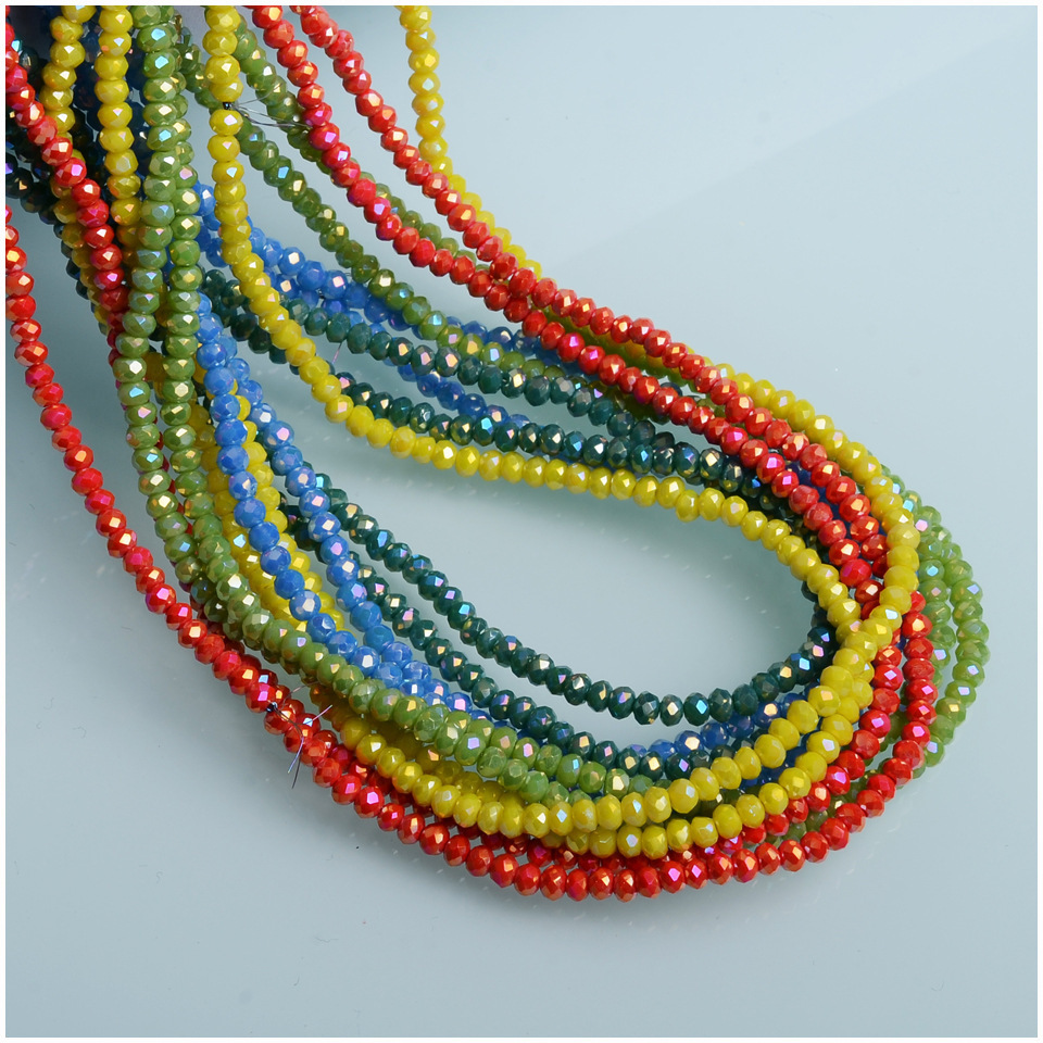 JC crystal faceted rondelle crystal beads for bracelet making ,  multi colors crystals 2mm glass beads