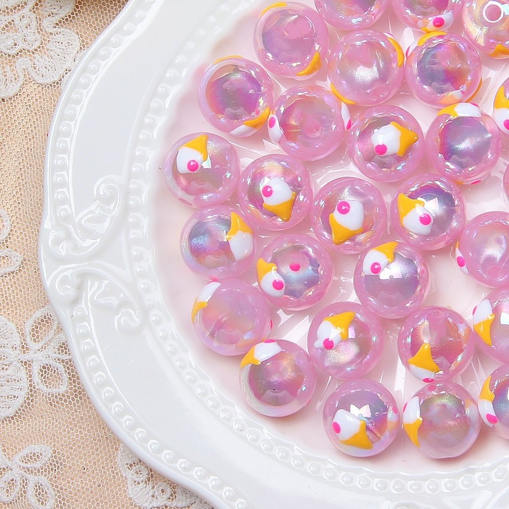 16MM Colored Acrylic Beads DIY Mobile Phone Chain Car hanging bracelet accessories hand painted round beads