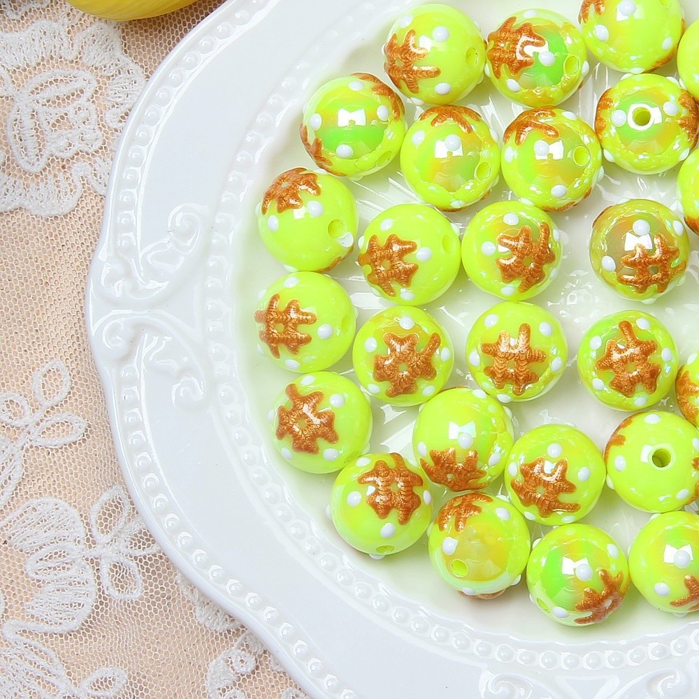 16MM Colored Acrylic Beads DIY Mobile Phone Chain Car hanging bracelet accessories hand painted round beads