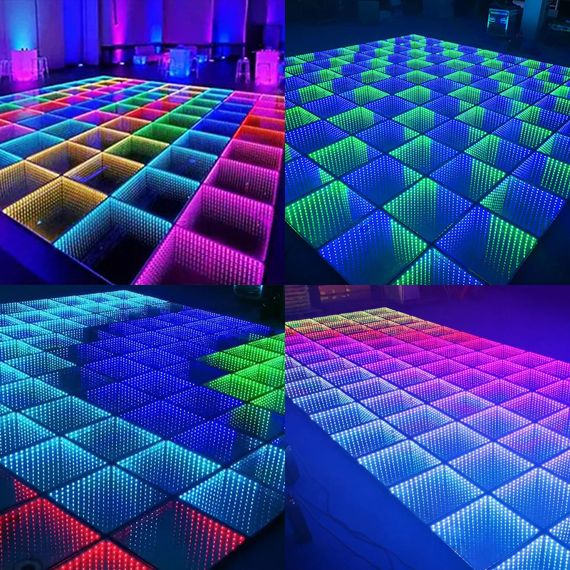 Led Dancing Floor Tempered Glass Magnetic 3D Infinity Mirror Video Light Wedding Party Pixel Led Dance Floor