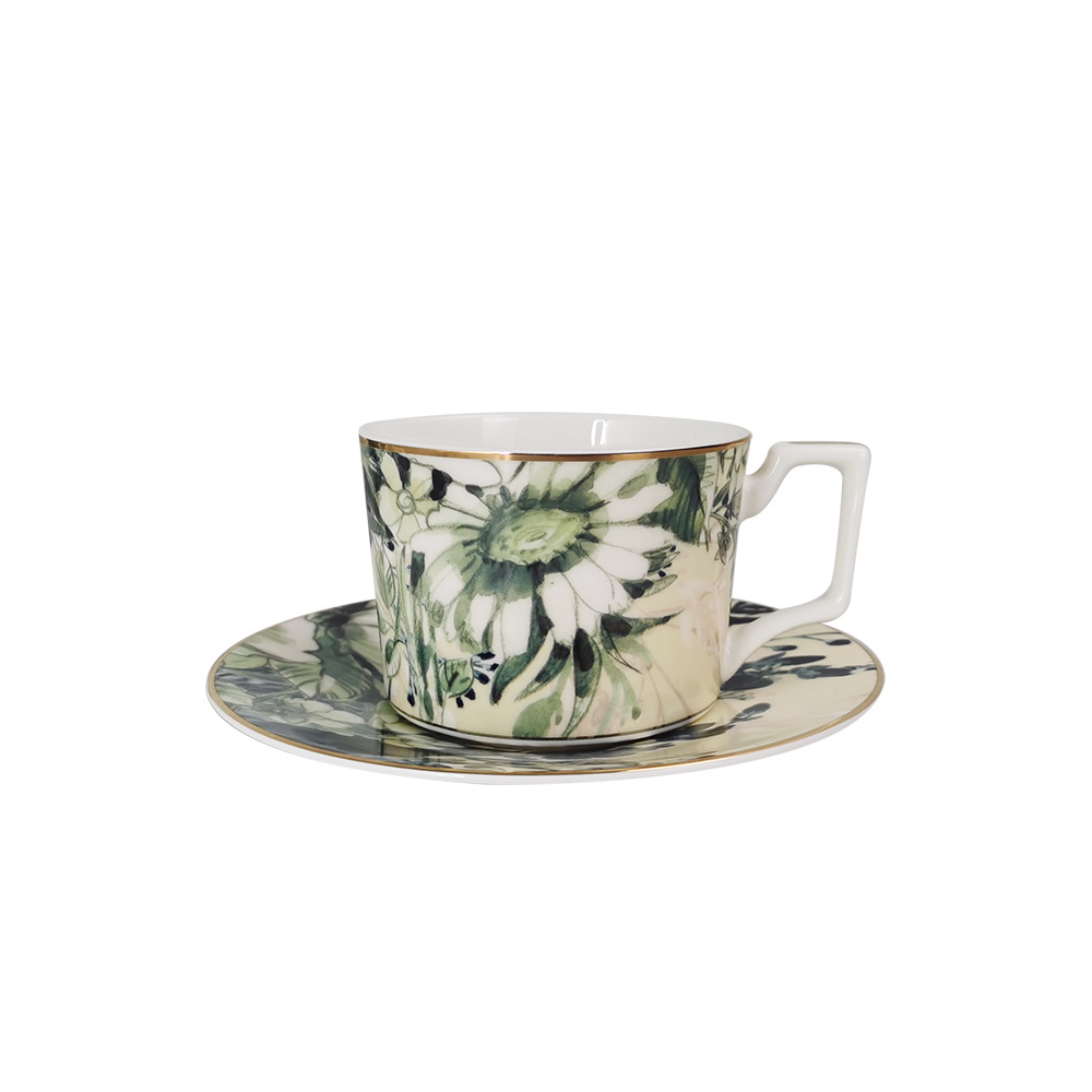 Flower Decoration  Rim For 400ml Bone China Mug Modern Ceramic Mugs