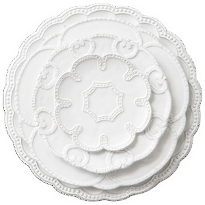 Wholesaler Ceramic Embossed Dinner Plate Set Household Bake Dishes Creative White Flower Tableware Luxury  Design