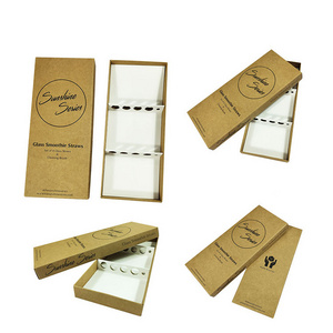 Kraft paper box customize print logo wooden chopsticks spoon fork storage packaging box with insert