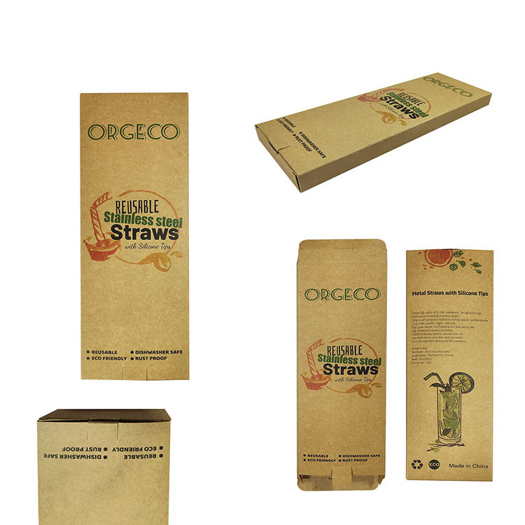 Kraft paper box customize print logo wooden chopsticks spoon fork storage packaging box with insert