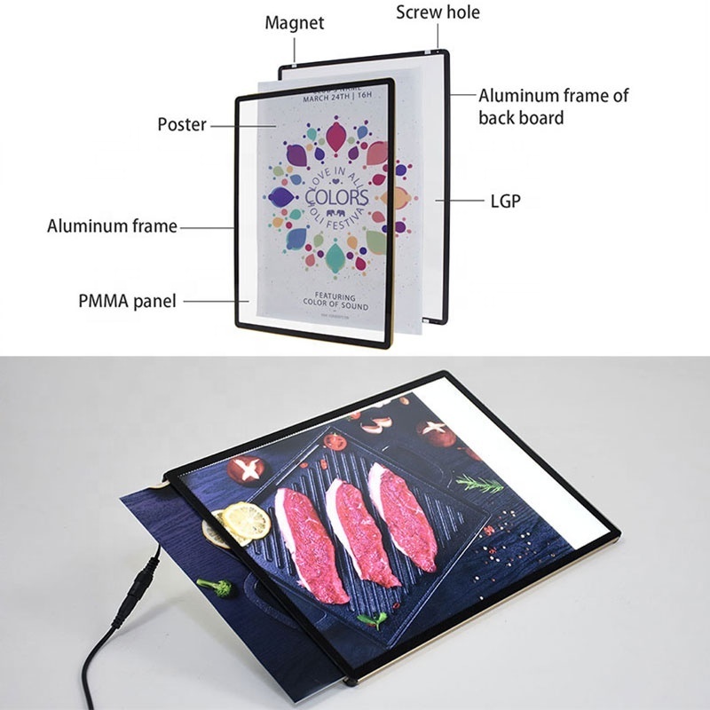 A1 A2 A3 A4 Customized Advertising Light Boxes Super Bright Ultra Led Slim Snap Clip Poster Frame Light Box