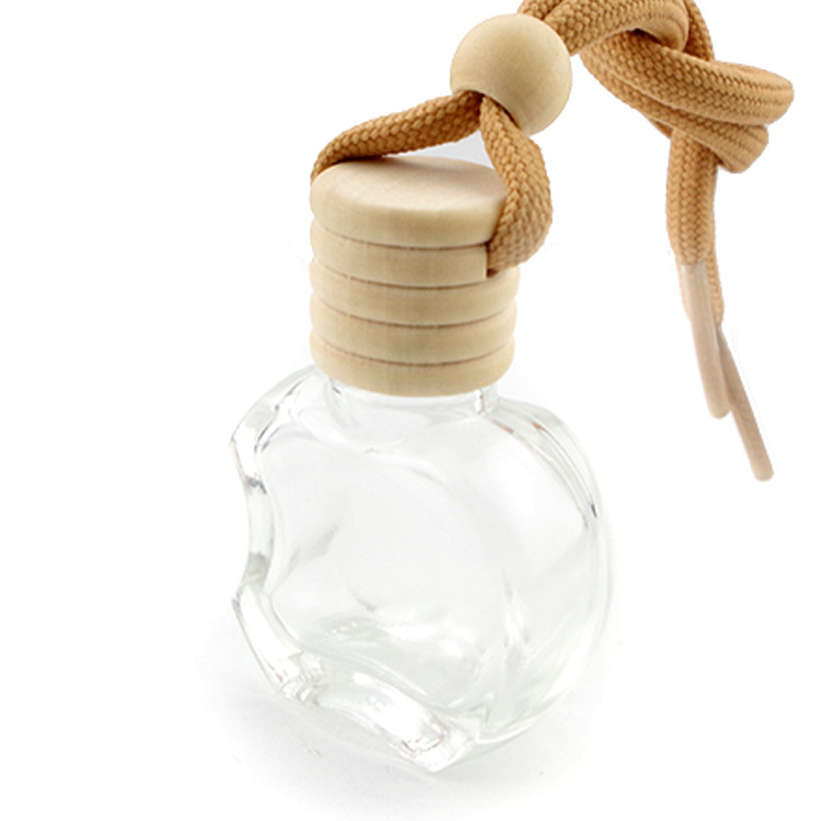 Custom Factory 5ml 10ml Round Apple Shape Car Diffuser Perfume Bottle with Wooden Cap Bottle