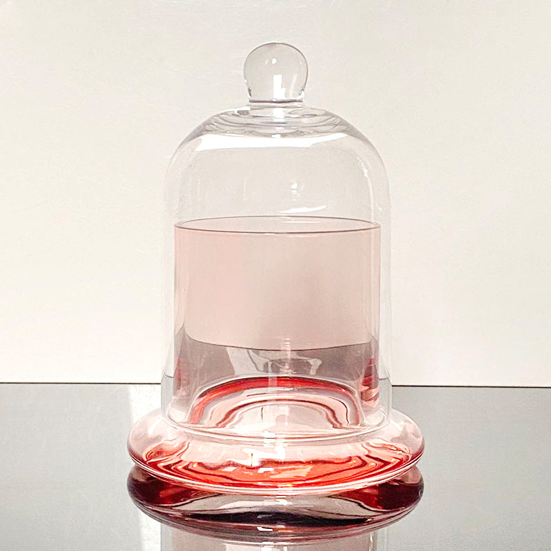 Wholesale Hand Cut Porte Bougie Fancy Empty Small Hand Blown Clear Dome Bell Cloche Glass Candle Vessels Jars