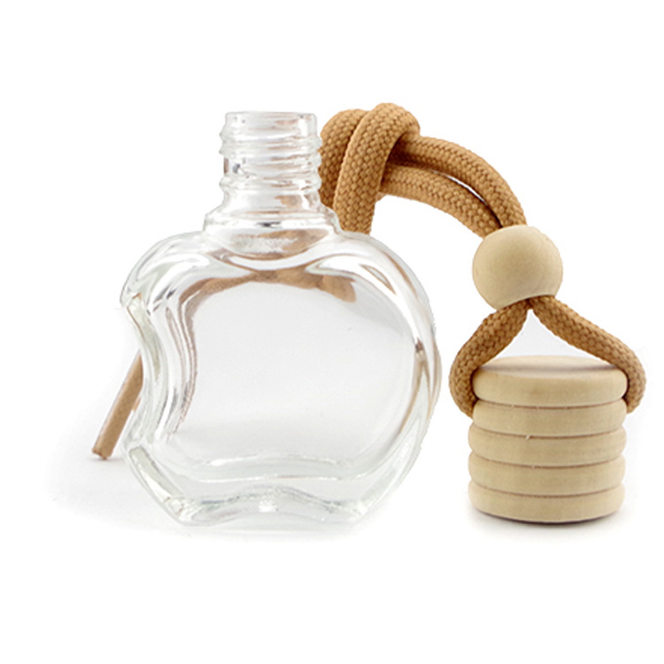 Custom Factory 5ml 10ml Round Apple Shape Car Diffuser Perfume Bottle with Wooden Cap Bottle