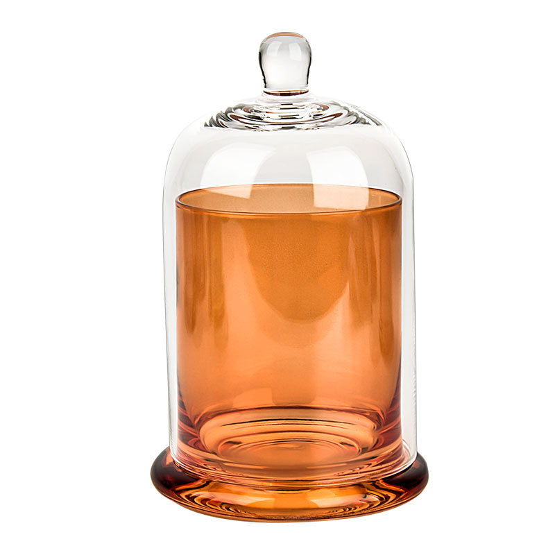 Wholesale Hand Cut Porte Bougie Fancy Empty Small Hand Blown Clear Dome Bell Cloche Glass Candle Vessels Jars