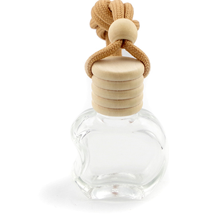 Custom Factory 5ml 10ml Round Apple Shape Car Diffuser Perfume Bottle with Wooden Cap Bottle