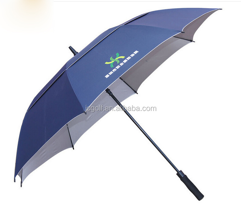 customized Double layer canopies wind proof auto open UV protection golf umbrella